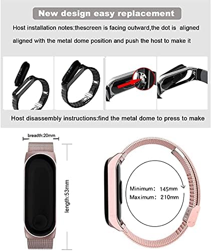 3chome Metal Strap Compatível com Mi Band 6 / Mi Band 5 / Mi Band 4 / Mi Band 3, Smart Watch Wrists Acessórios de substituição