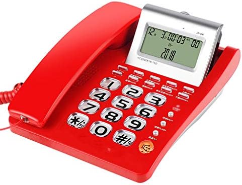 Telefone da mesa PDGJG, telefone com fio com chamada de identificação de chamadas à espera, telefone vermelho, escritório, hotel