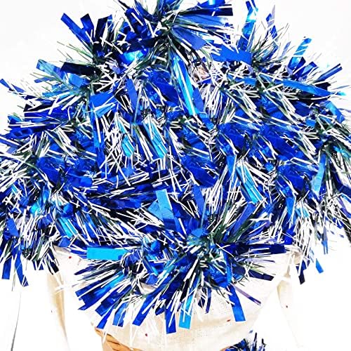 LELECAT Blue Tinsel Garland para decorações de Natal Decoração de férias para uso externo ou interno - guirlanda premium