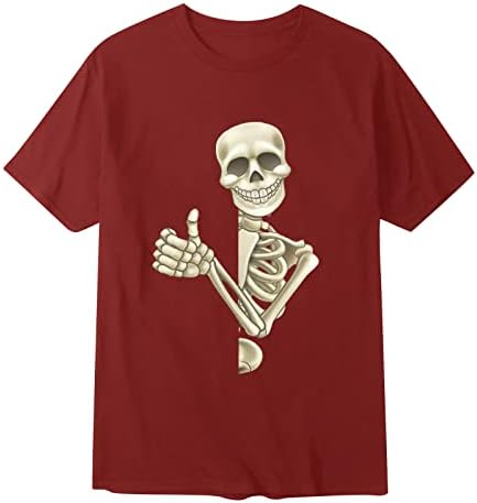 Camisetas de Halloween masculinas de Grge Beuu, Músculos Letra de Manga Curta Impressão Happy Halloween Crewes Esportes Esportes