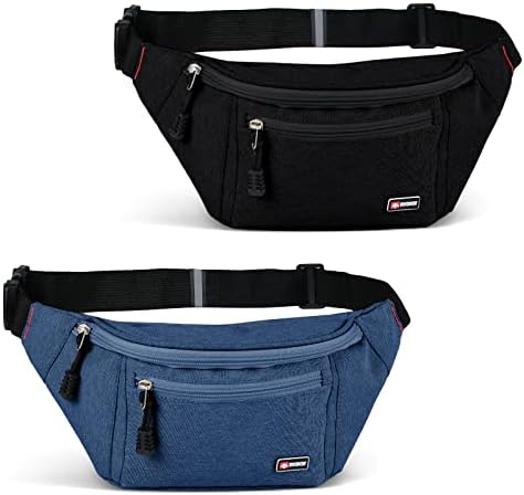2 pacotes de fãs para mulheres e homens, bolsa de cintura crossbody resistente à água com cinto ajustável, saco de bunda