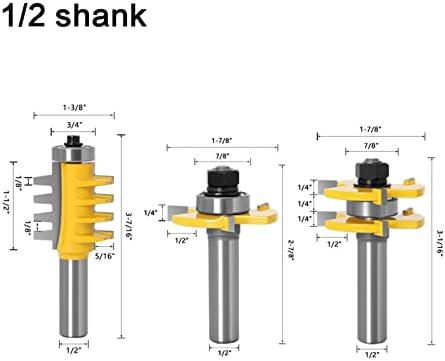 Conjunto de cortadores de moagem de hardware de 3 pedaços de 12 mm de 1/2 polegada articulação de articula