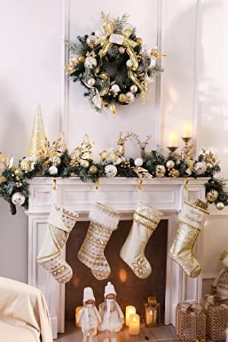 Valery Madelyn Christmas Decoration Bundle Garland de Natal*1+meias de Natal*4