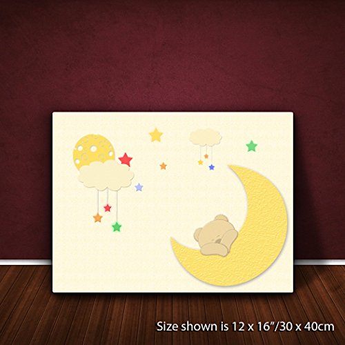 Feel Good Art Bearmoon-A7BLK-15es-Block Decorative Keetake Baby's, Design Bear Sleeping, 7,4 x 10,5 x 2 cm, multicolorido