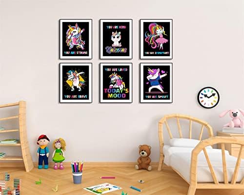 Posters de arco -íris de arte de parede motivacional do unicórnio para decoração da sala para crianças para meninos