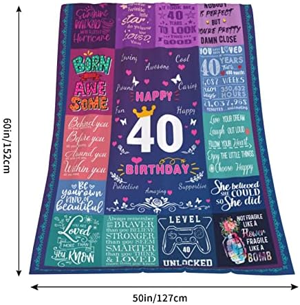 GMTKPH 40º Aniversário Cobertor - Melhor Presente para Mulheres de 40 anos - Decoração de Aniversário 40º - 40 anos Cobertor