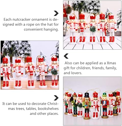 Valiclud 5pcs Ornamento de nozes de Natal Conjunto de nozes de madeira Figuras da árvore de natal Decorações penduradas