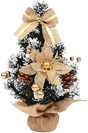 Decoração ao ar livre de metal Mini árvore de natal, árvore de Natal artificial em miniatura de Natal com ornamentos pendurados