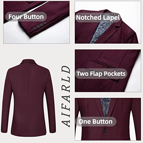 Blazer Aifarld para homens Blazers de Tweed Slim Fit for Mens One Button Color Solid Color Blazer Suit for Business Casual