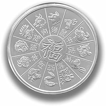 1 onças civil chinês ano do galo em prata redonda