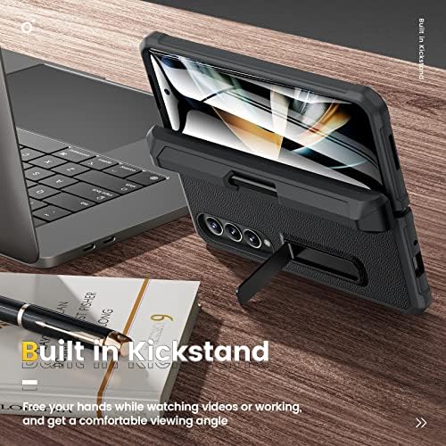 Nuleto para Galaxy Z Fold 4 Caixa com suporte de caneta S e Kickstand dobrável, cobertura robusta de corpo inteiro com protetor