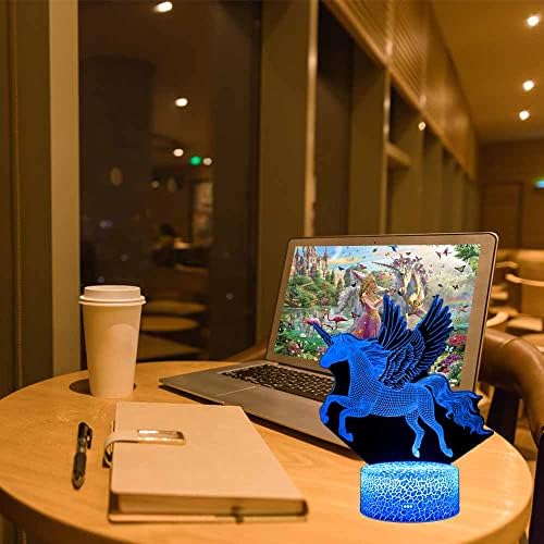 Jepleyx 3D Unicorn Night Light, Unicorns Lights for Girls Room, Lâmpada Presentes, 16 cores Mudando com Smart Touch