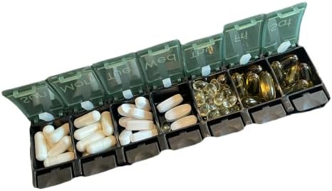 Pílula semanal, vitamina, organizador de medicamentos | Compartimentos de 7 dias | Amigável à artrite | Livre de BPA