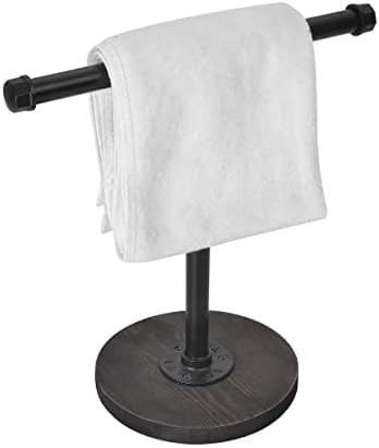 Suporte para toalhas de mão do banheiro, suporte de toalha de mão industrial em forma de T, com base em madeira pesada para o banheiro