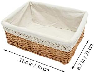 Pequeno cesto de tecido pequeno cesto de tecido de armazenamento cesto de cesto retangular cestas de vime com revestimento caixa
