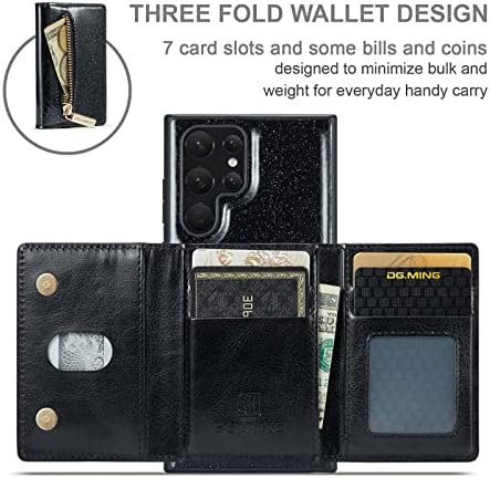 Caixa da carteira para Samsung Galaxy S23/S23Plus/S23ultra, Casos de telefone de Bukckle magnéticos de couro PU,