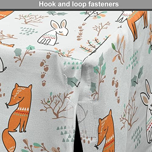 Capa de caixa de cães da floresta lunarável, padrão com raposa e personagens de lebre árvores e pegadas, fácil de usar capa