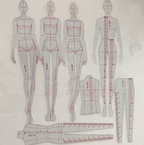WELLIEST 7 Modelos Ilustração de moda Réguas, modelo de desenho de moda Revestimento de costura Padrões humanóides