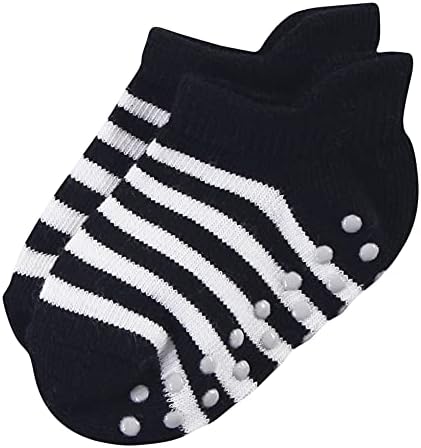 Tocada pela natureza meias de algodão orgânico bebê com garra não esquisita para resistência ao outono, azul preto, 2-4T
