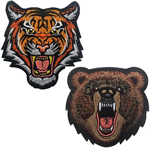 Winkitor 2 PCs bordados rugidos de tigre urso moral remendo tático