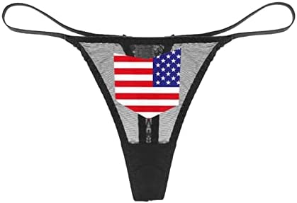 Controle roupas íntimas para mulheres bandeira nacional impressão sexy malha bordada calcinha de calcinha pura T cintura