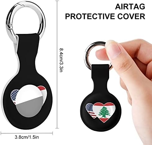 Caso de proteção do coração da bandeira do Líbano Compatível para Airtag com anel-chave Anti-perdido do localizador de silicone para carteira colarinho de gato cães cães