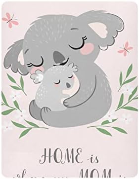 Dia das mães Cute Koala Rosa Folhas de berço para bebê lençóis de berço macio e respirável Máquinas laváveis ​​playard lençóis para