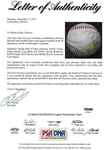Yogi Berra Ernie Banks Johnny Unitas + HOF 28x assinado Baseball PSA/DNA Footballs - Bolalls autografados