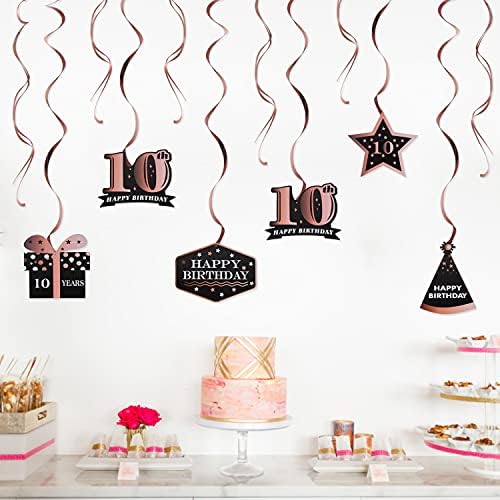 Lingteer feliz aniversário de 10 anos de ouro rosa girlas streamers - aplausos até o 10º aniversário de dez anos de idade festas de