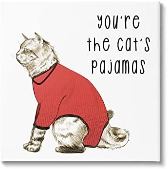 Stuell Industries The Cat's Pijamas Funny Pet Canvas Wall Art, Design by Lil 'Rue