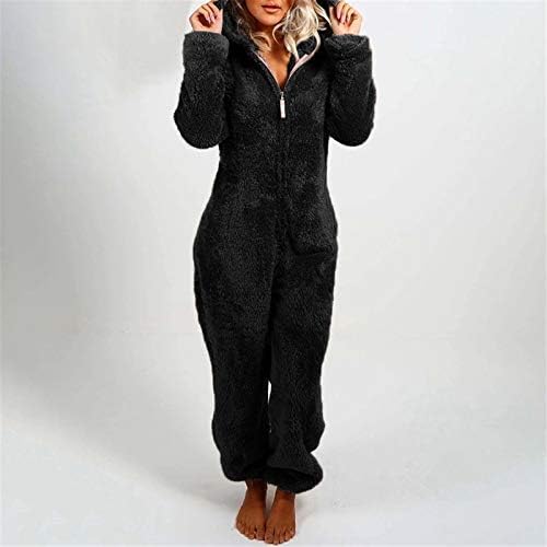 Meninas do maise pijama sherpa jumpuit inverno lã quente zip up up com capuz de peças de punho de punho