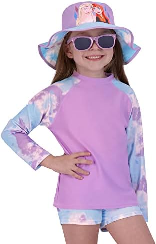 Guarda para a erupção cutânea de meninas da Disney com chapéu de balde e óculos de sol, congelados, com idades de 3 a 8