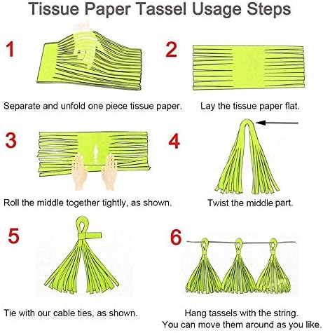 Tissue Paper Tassel Diy Party Garland Decor para todos os eventos e ocasiões - 20 borlas por pacote