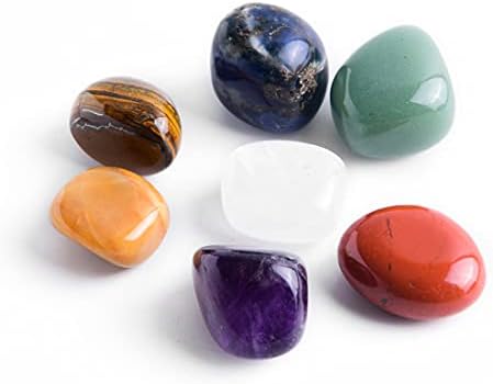 Nuzujx Chakra Stones Curadores Cristais Conjunto de 7, caído e polido, para 7 chakras balanceamento, terapia de cristal, meditação,
