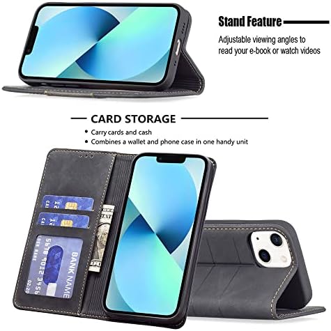 Caixa da carteira XYX para iPhone 13 mini, soletrado colorida PU Caso Flip Folio Capa com fechamento magnético oculto para
