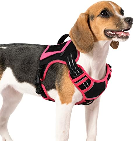 Wingoin 2023 Atualizado o arnês de cães táticos para cães médios pequenos, sem arnês ajustável com alça e 2 bolsos,