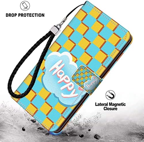Caixa da carteira azul shencang para iPhone 11 Happy Heart Print Smartphone Smartphone Pocket Pocket Flip Holder Kickstand