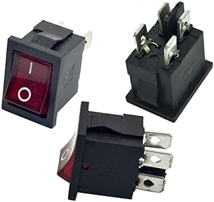 Esaah 5pcs kcd1-104 interruptor de balanço de led de plástico 6a 250VAC 4 pinos no DPST 12V 220V Chave de alimentação de trava