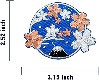 Ferro obokata em remendos, Mount Fuji & Sakura Patch, Citche bordado em apliques japoneses Costure em acessórios DIY