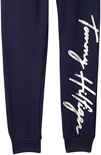 Tommy Hilfiger Girls 'Fleece Pull-On Rogger Sortpante, bolsos laterais funcionais