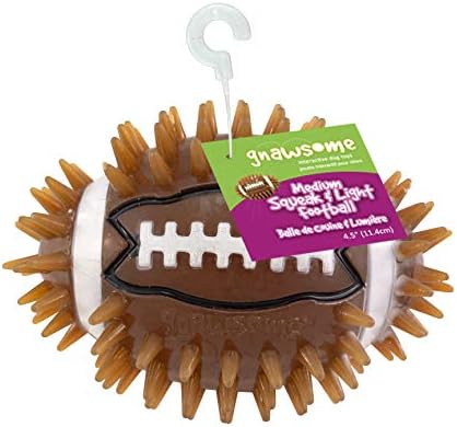 Gnawsome 4,5 Spiky Squeak & Light Football para cães - Durável e de borracha Puppy Fetch & Chew Toy para seu animal de estimação,