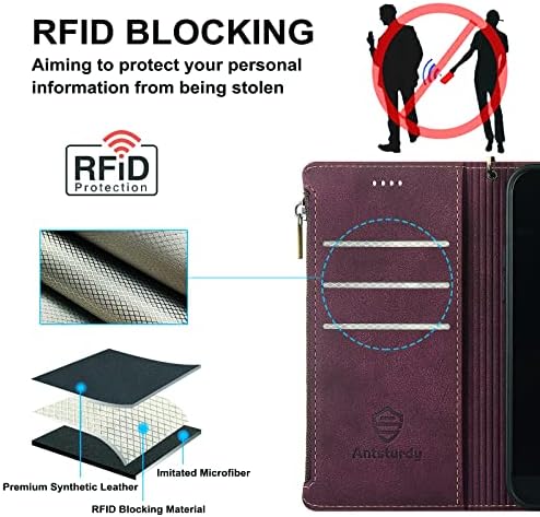 Antsturdy para OnePlus Nord N200 5G Caixa de carteira [bloqueio de RFID] PU CAPER CAPERAÇÃO FOLIO