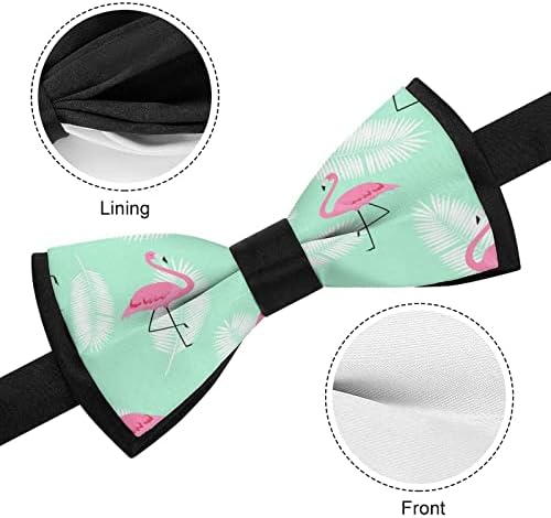 Forsjhsa colorida rosa flamingo masculino com gravatas pré-amarradas gravados de gravata impressa ajustável