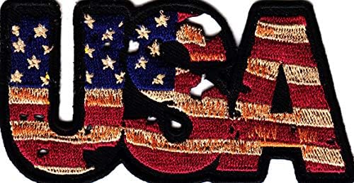 Vintage Look USA American Flag Iron no colete patriótico de patch