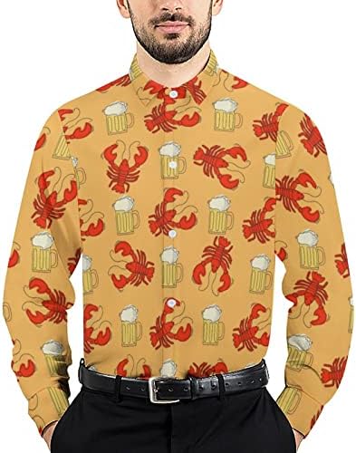 Camisetas casuais de manga comprida de manga longa de cerveja e lagostins de cerveja e lagostins