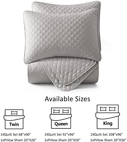 Conjunto de cama de quilt de tamanho King Comflive, padrão de colcha de padrão geométrico com shams de travesseiros, colcha de