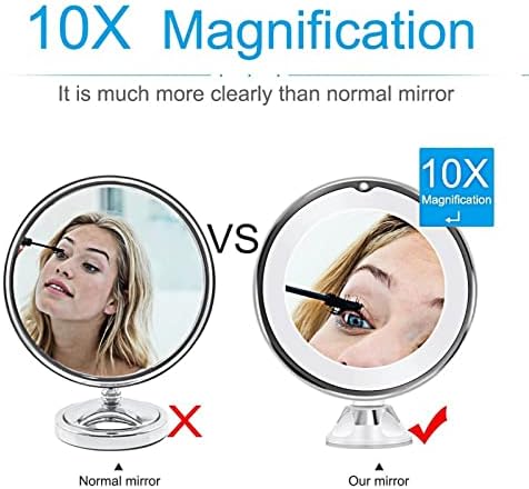 IEASEHZJ MAPAGEM MAPACIMENTO MAIXA DE MAIXAÇÃO 10 vezes 14 Tela de toque LED Espelho de maquiagem de maquiagem 360 ° Rotativo