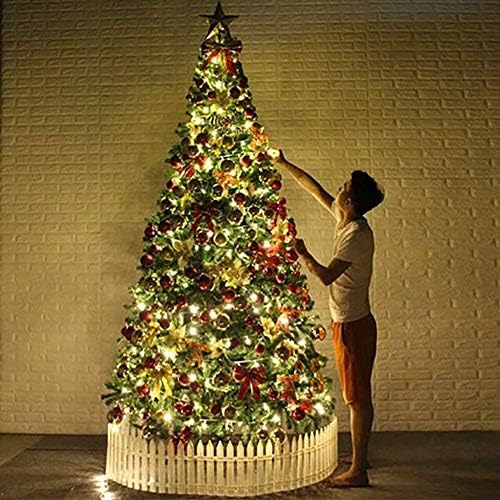 9,8 pés de árvore de Natal artificial W LUZES LED e ORNAMENTOS, PREMIUM DE VOLTADO COM METAL STAND ECO-FILELHECIMENTO DE PINHO DE