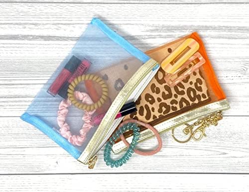 Onyx Professional 2 peças Mesh Makeup Bag Organizer, bolsa de zíper pequena, porta -escova, bolsa de cosméticos, bolsa de viagem,