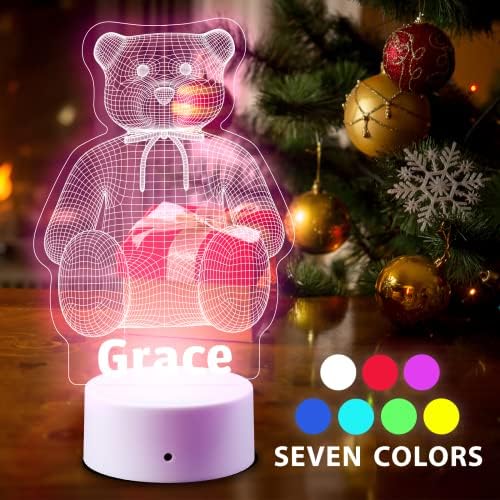 Luz noturna personalizada para crianças garotas quarto de meninos Nome personalizado Lâmpada de ilusão 3D para decoração do